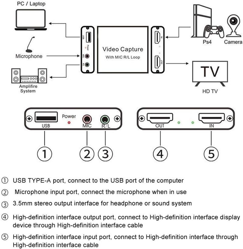 Aluminum Alloy HDMI Capture Card 4K Input 1080P Output USB 2.0 Video Recorder For OBS Streaming Gaming - Image 4